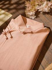 Sanwen Yu 三文鱼 Pink Salmon Republic of China Cotton & Linen Short Sleeve Qipao