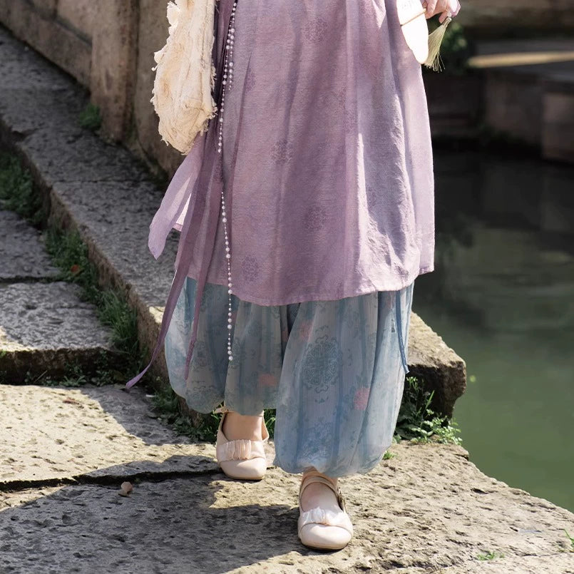 Leyi Yongge 乐以咏歌 Joy in Singing Tang Dynasty Daily Yuanlingpao Round Collar Robes & Pants Set