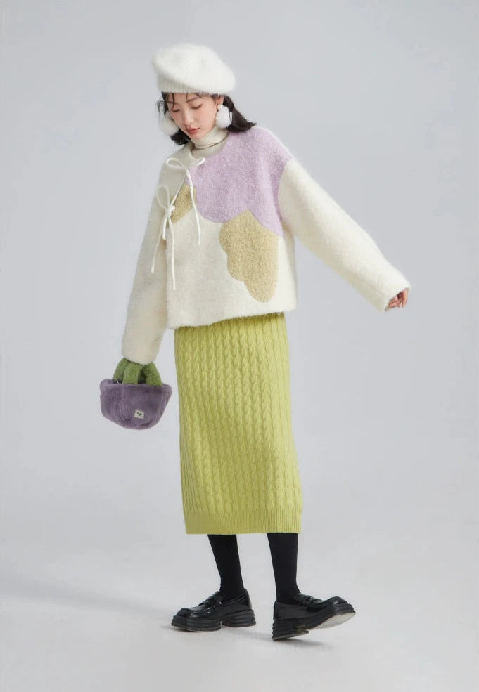 Zhuangse Mudan 撞色牡丹 Contrasting Peony Petals New Chinese Style Teddy Wool Qipao Jacket