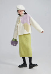 Zhuangse Mudan 撞色牡丹 Contrasting Peony Petals New Chinese Style Teddy Wool Qipao Jacket