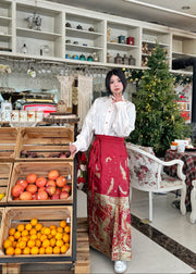 Jing Jiu 敬酒 Toast to the Bride Ming Dynasty Plus Size Cloud Collar & Mamian Skirt