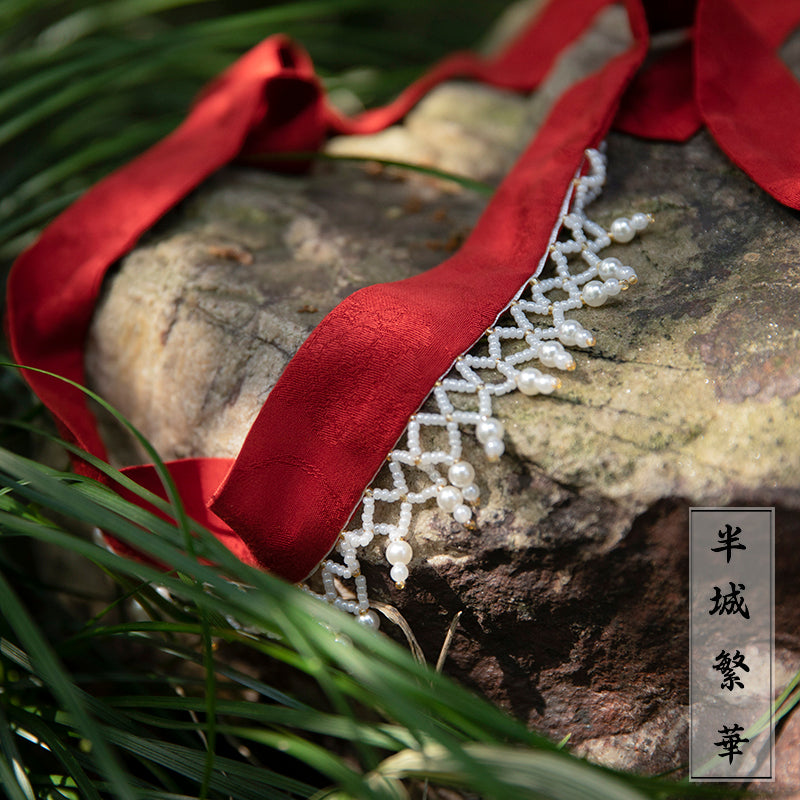 Gong Qiang 宫墙 Palace Wall Song Ming Pearl Ribbon Hair Accessory