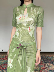 Shi Liu 湿露 Humidity New Chinese Style Double Sided Short Sleeve Qipao Top