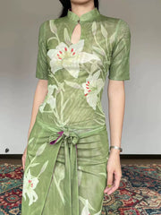 Shi Liu 湿露 Humidity New Chinese Style Double Sided Short Sleeve Qipao Top