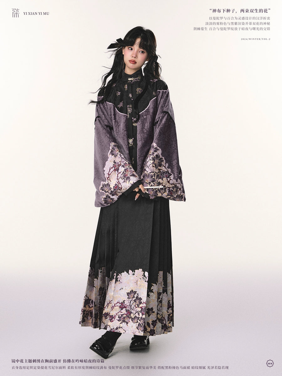 Jin Se 锦瑟 Ornamental Zither Modernized Ming Dynasty Liling Duijin Shan & Mamian Skirt Set