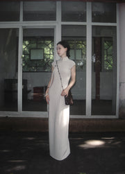 Wu Jian 无间 Without Separation Modernized Tassels Linen Blend Cap Sleeve Qipao