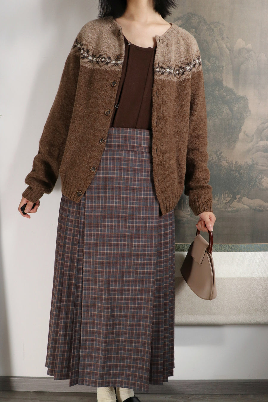 Jia Ri 假日 Holiday Plaid Modernized Ming Midi Mamian Skirt