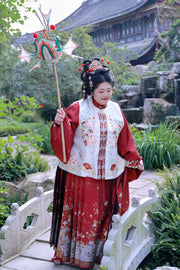 Jing Xia 锦霞 Brocade Sunset Plus Size Ming Dynasty Bijia Vest & Mamian Skirt Set