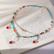 Qiong Zhi 琼枝 Double Layered Beaded Lotus Necklace