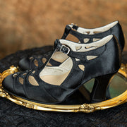 Chou Hu 绸湖 Satin Lakes 1930s Satin Criss Cross T-Strap Mary Janes