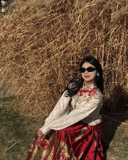 Jing Jiu 敬酒 Toast to the Bride Ming Dynasty Plus Size Cloud Collar & Mamian Skirt