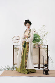 Serenade of Peaceful Joy 清平乐 Northern Song Dynasty Brocade Trim Changshan Top Bijia Vest & Baidiequn Skirt Set