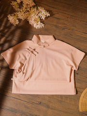 Sanwen Yu 三文鱼 Pink Salmon Republic of China Cotton & Linen Short Sleeve Qipao