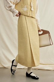 Lemon Croissant 柠檬可颂 Modernized Song Ming Wrap Skirt & Yuanling Bijia Vest Set