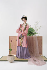 Serenade of Peaceful Joy 清平乐 Northern Song Dynasty Brocade Trim Changshan Top Bijia Vest & Baidiequn Skirt Set