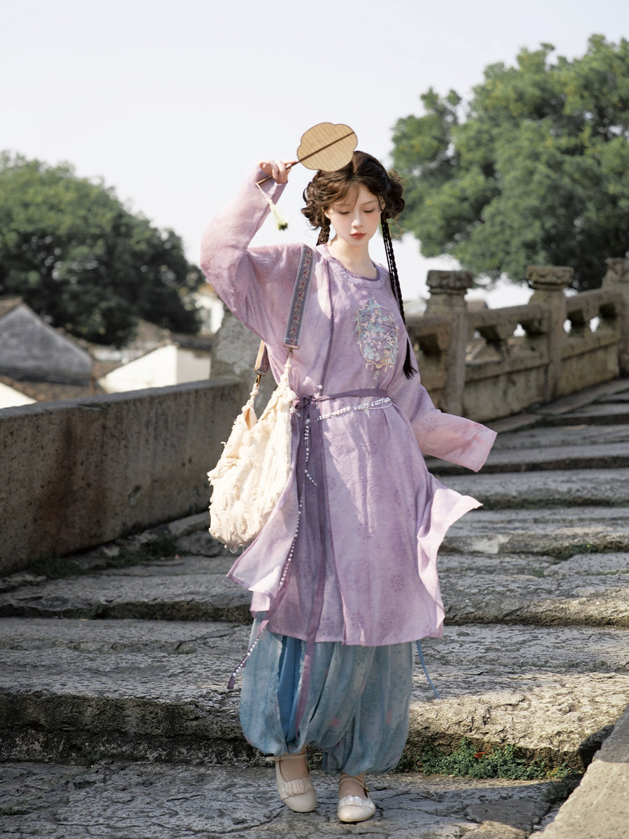 Leyi Yongge 乐以咏歌 Joy in Singing Tang Dynasty Daily Yuanlingpao Round Collar Robes & Pants Set