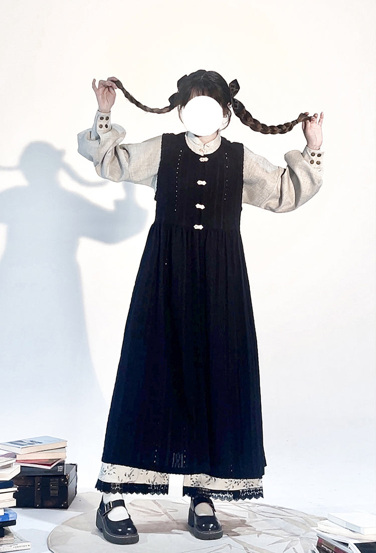 Wen Xueshe 文学社 Literary Society Modernized Ming Song Dynasty Bijia Vest & Songku Pants Set