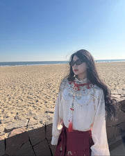 Jing Jiu 敬酒 Toast to the Bride Ming Dynasty Plus Size Cloud Collar & Mamian Skirt