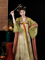 Qing Li 青璃 Bamboo Glaze Tang Dynasty Embroidered Hezi Restoration Qixiong Ruqun Set