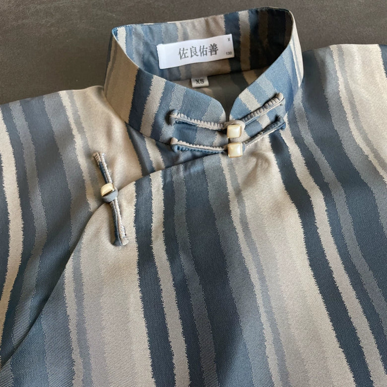 Tiao Wen 条纹 Striped 1940s Republic of China Short Sleeve Qipao