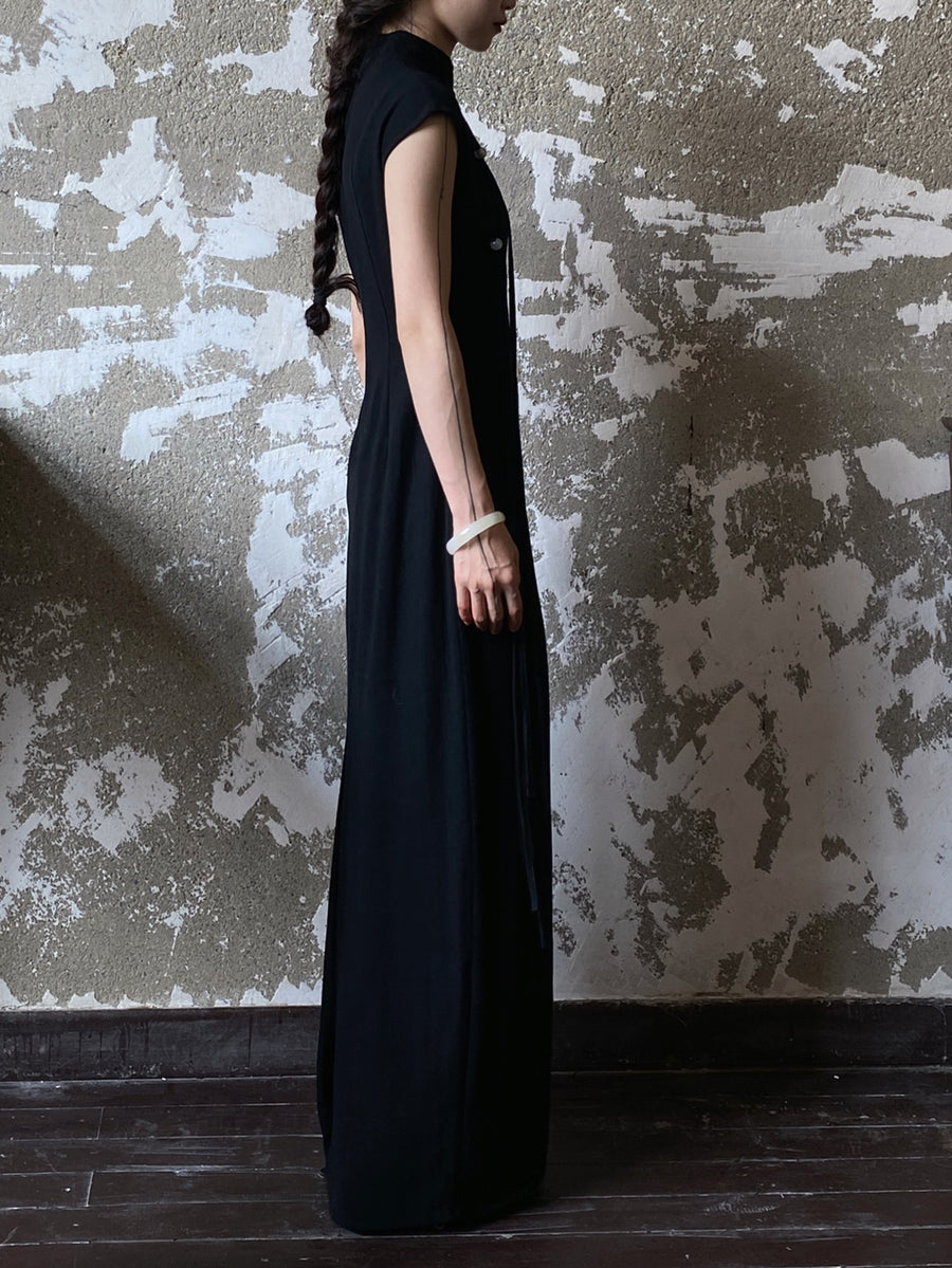 Wu Jian 无间 Without Separation Modernized Tassels Linen Blend Cap Sleeve Qipao