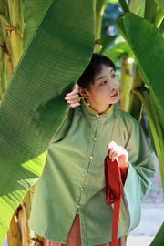 Egg Yolk 熟蛋 Ming Dynasty Contrast Collar Pipa Sleeves Liling Duijin Shirt