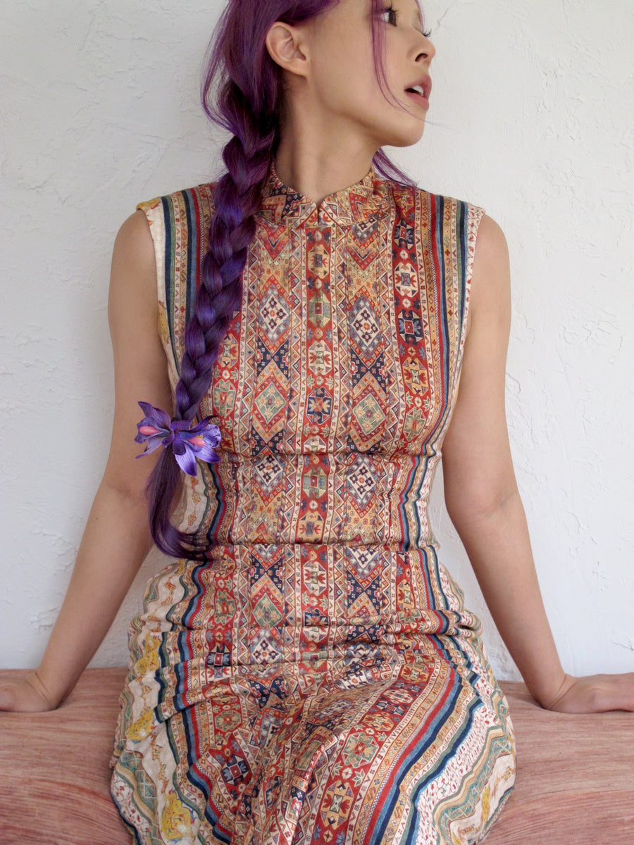 Urban Nomad 城市游牧 Tribal Print Western Sleeveless Pure Cotton Qipao