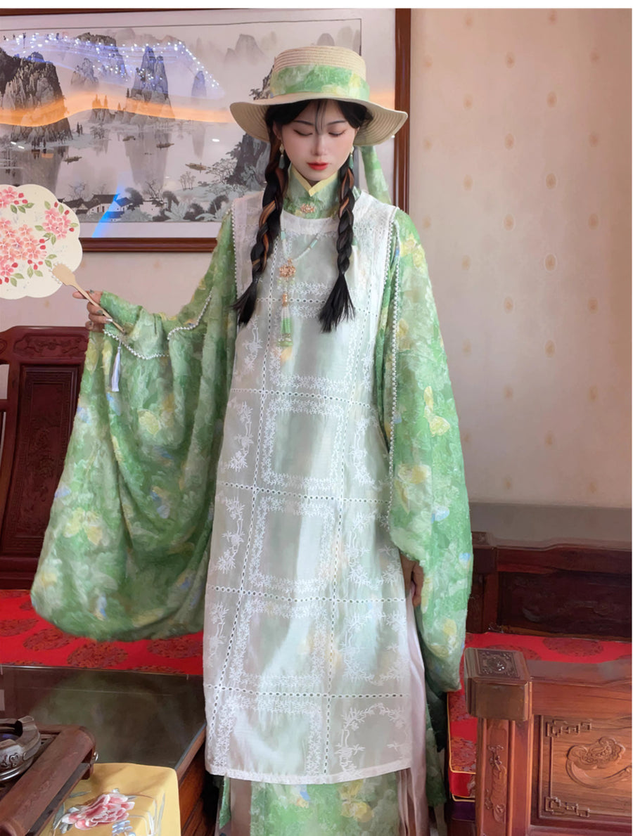 Ye Can 野餐 Picnic Modernized Ming Dynasty Lace Liling Duijin Shirt & Bijia Vest