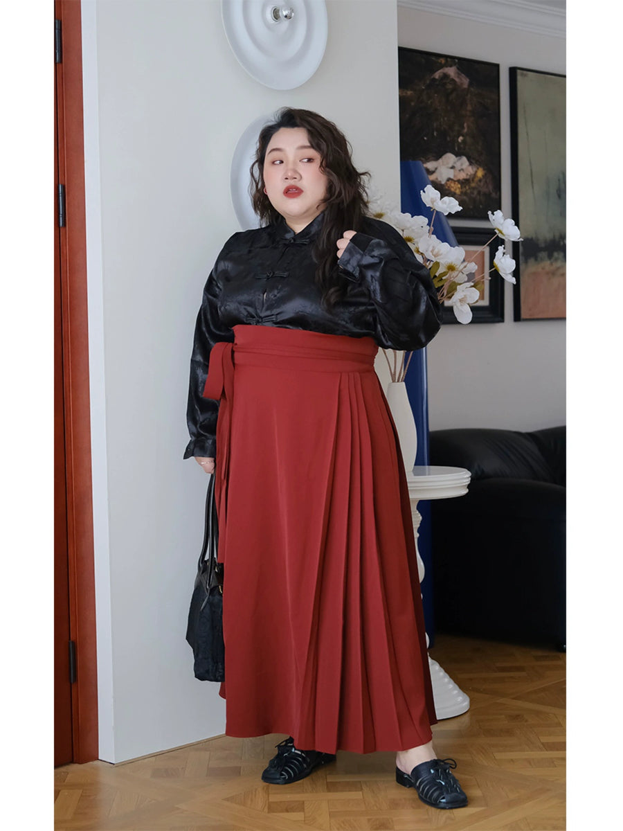 Chai Huo 柴火 Ming Plus Size Modernized Plain Mamian Skirt