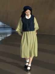 Luzhou 鹭洲 Modernized Ming Qing Wool Vest Majia Cross Collared Tieli Dress Daily Set