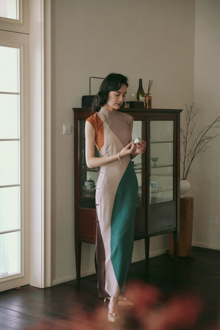 Molan Di 莫兰迪 Morandi Abstract Midcentury Daily Cap Sleeve Qipao