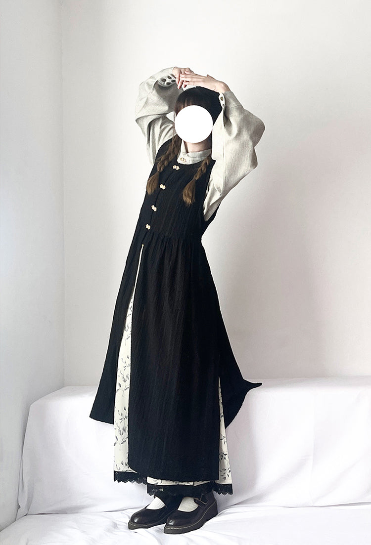 Wen Xueshe 文学社 Literary Society Modernized Ming Song Dynasty Bijia Vest & Songku Pants Set