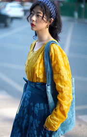Zhizhi 枝枝 Branching Trees Modernized Tang Dynasty Pure Cotton Two-Collar Tanling Poqun Set