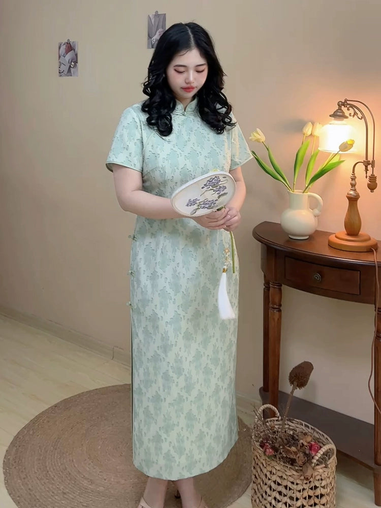 Zhi Lian 之恋 Summer Romance Plus Size Floral Short Sleeve Qipao