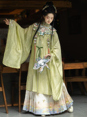 Piao Zheng 飘筝 Floating Kites Modernized Ming Yunjian Cloud Collar Long Top & Mamian Skirt Set