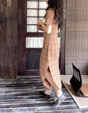 Waiting for Leisure 山月等闲 1930s Inspired Pure Linen Flannel Bottleneck Qipao