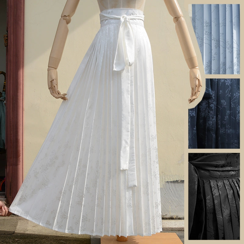 Hua Zhi 花枝 Flower Branch Song Dynasty Satin Floral Baidiequn Skirt