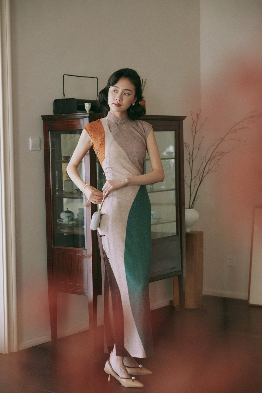 Molan Di 莫兰迪 Morandi Abstract Midcentury Daily Cap Sleeve Qipao
