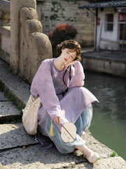 Leyi Yongge 乐以咏歌 Joy in Singing Tang Dynasty Daily Yuanlingpao Round Collar Robes & Pants Set