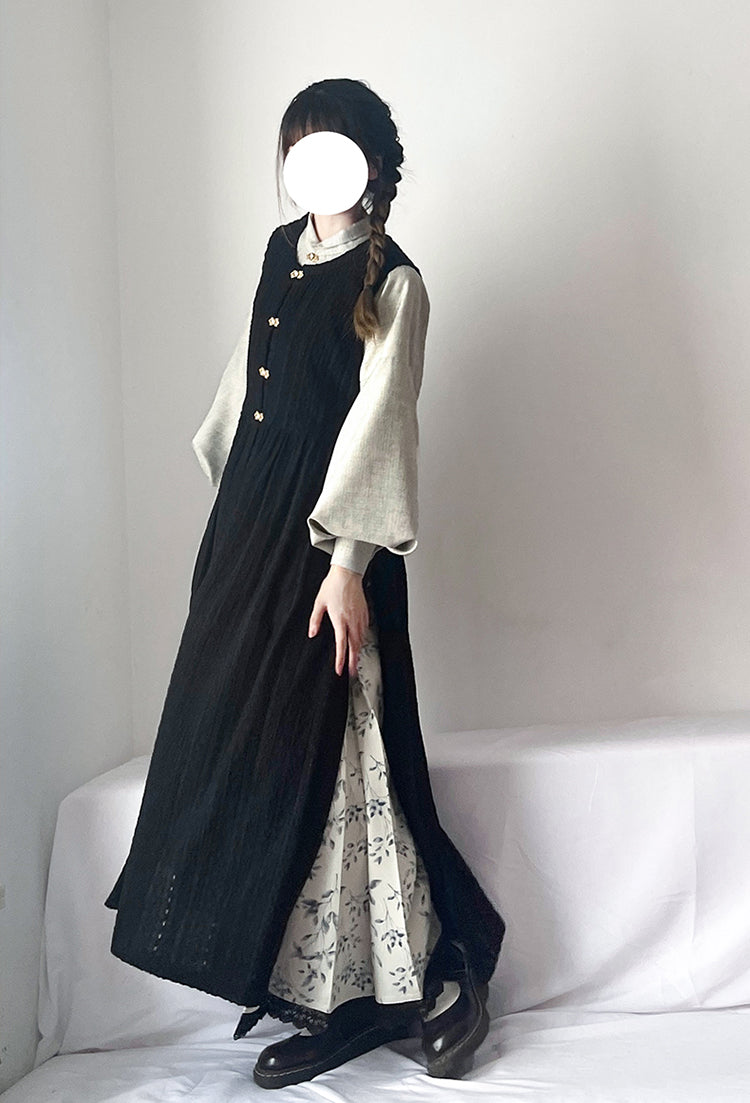 Wen Xueshe 文学社 Literary Society Modernized Ming Song Dynasty Bijia Vest & Songku Pants Set