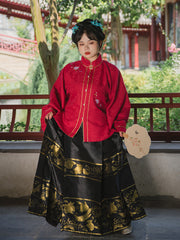 Hua Ling'er 花灵儿 Flower Spirit Ming Dynasty Plus Size Liling Standing Collar Top & Mamian Skirt