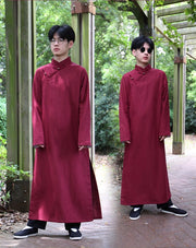 Xu Beihong 徐悲鸿 1920s Republic of China Men's Linen Changpao Mandarin Collar Robe