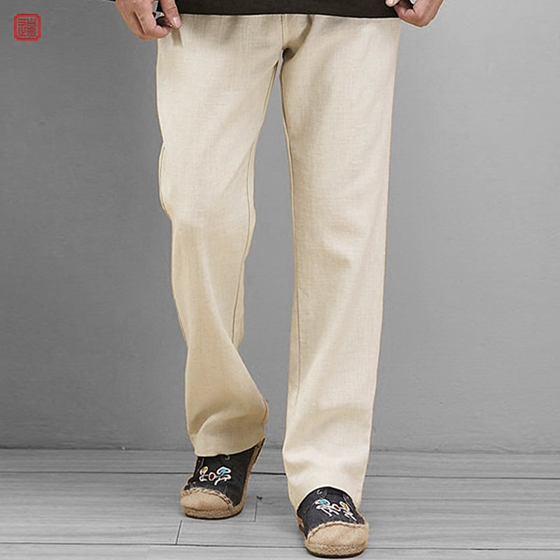 Chen Zhi 陈植 Modernized 1920s Men's Changpao Cotton Linen Pants