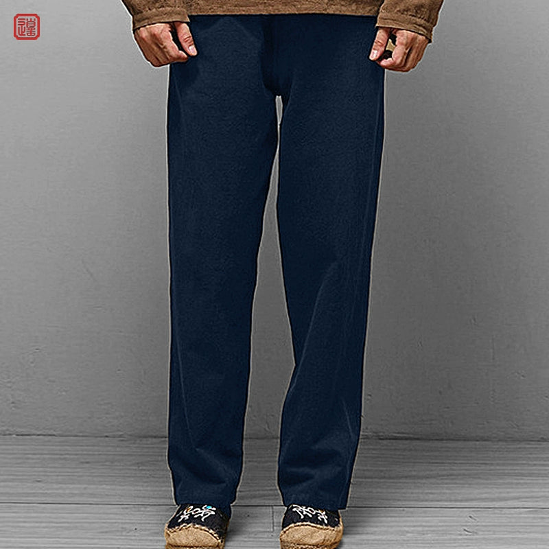 Chen Zhi 陈植 Modernized 1920s Men's Changpao Cotton Linen Pants