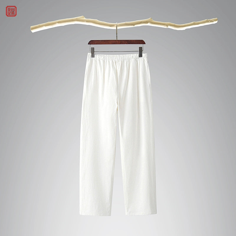 Lao Jie 老街 Old Streets Unisex Cotton & Linen Straight Leg Pants