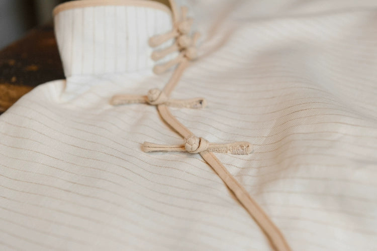 Baizhi 白芷 Modernized Retro Daily Cotton & Linen Blend Half Sleeve Qipao