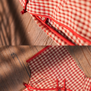 Yecan Tan 野餐毯 Picnic Blanket Republic of China Gingham Pure Cotton Short Sleeve Qipao