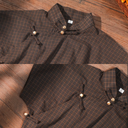 Song Lü 松露 Dark Truffle Republic of China Plaid Jacquard Short Sleeve Qipao