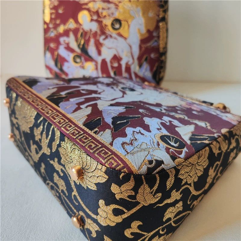 9 Colored Deer 九色鹿 Bamboo Handle Brocade Bag