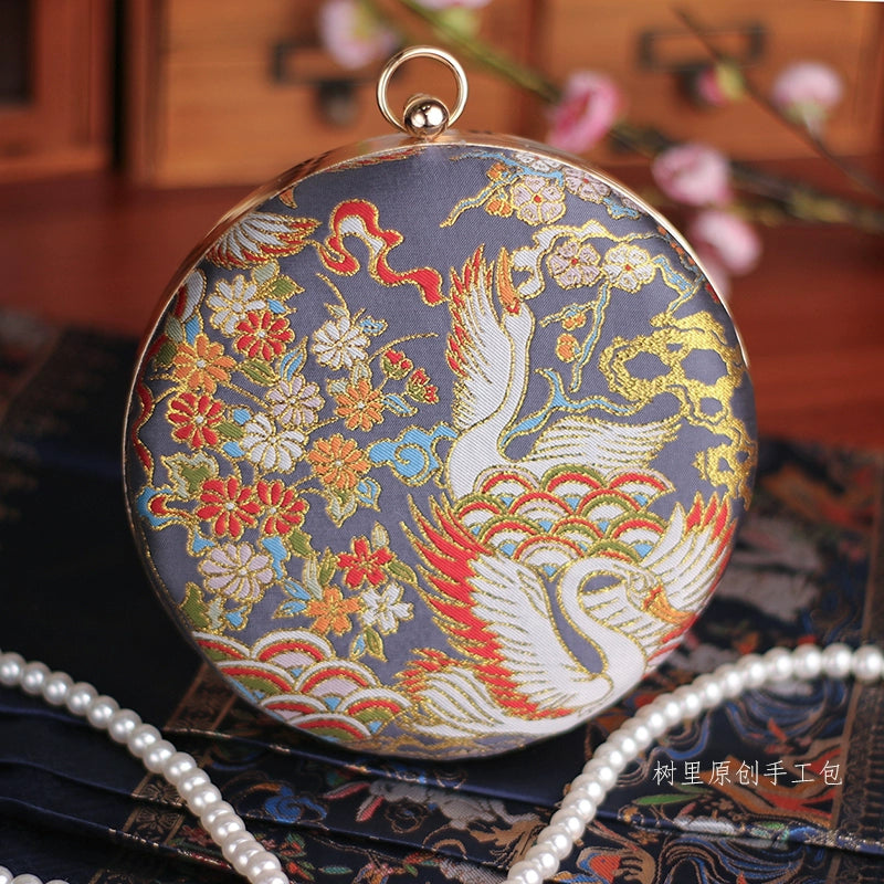 Jin Hé 金鹤 Golden Crane Hardshell Round Purse